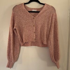 Topshop Ribbed Pink Cardigan Sweater